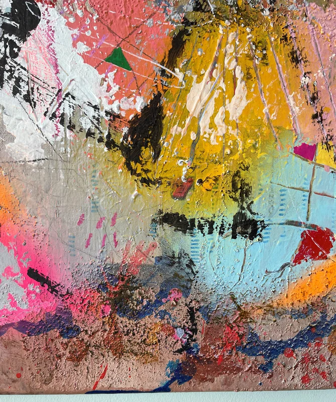 View Textured Wall Art, Colorful Abstract Wall Art, Contemporary Painting, Modern Wall Art, Original Painting on Canvas, Mixed Media Collage