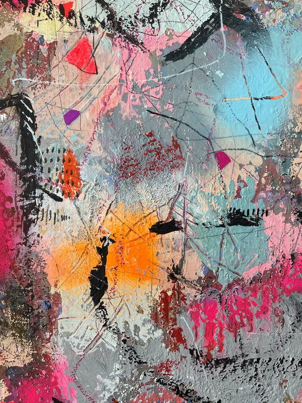 View Textured Wall Art, Colorful Abstract Wall Art, Contemporary Painting, Modern Wall Art, Original Painting on Canvas, Mixed Media Collage