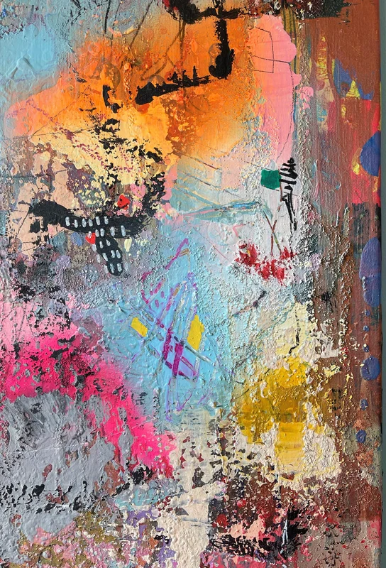 View Textured Wall Art, Colorful Abstract Wall Art, Contemporary Painting, Modern Wall Art, Original Painting on Canvas, Mixed Media Collage