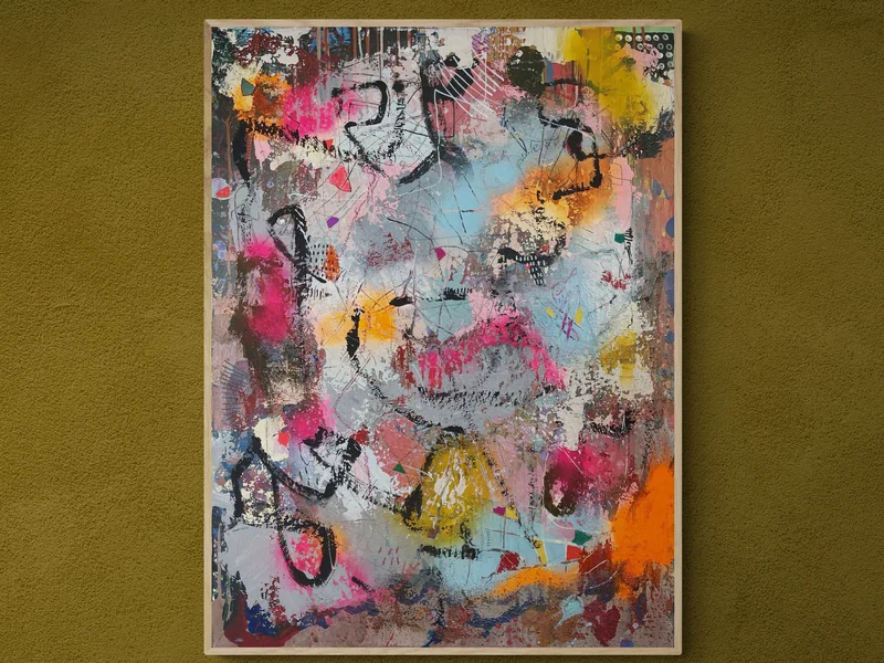 View Textured Wall Art, Colorful Abstract Wall Art, Contemporary Painting, Modern Wall Art, Original Painting on Canvas, Mixed Media Collage