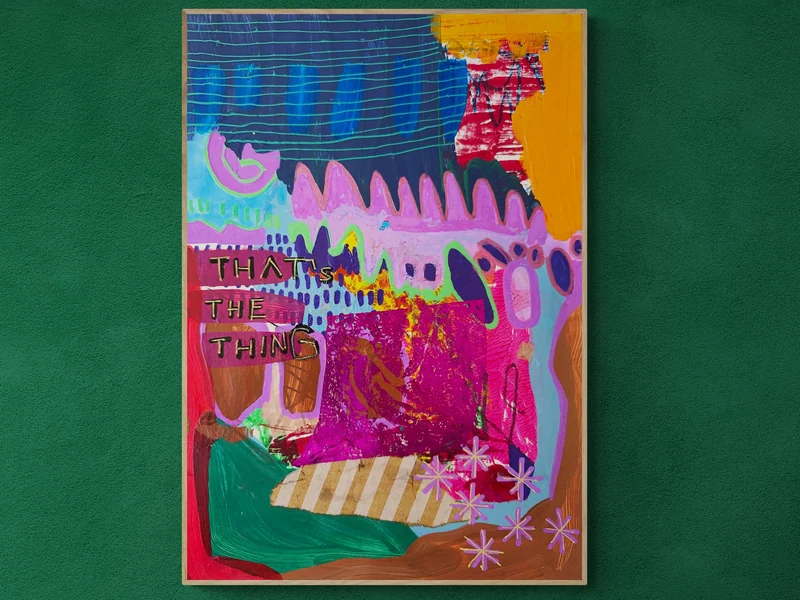 Mixed Media Collage Wall Art on Paper, Colorful Artwork, Small Art Journal,