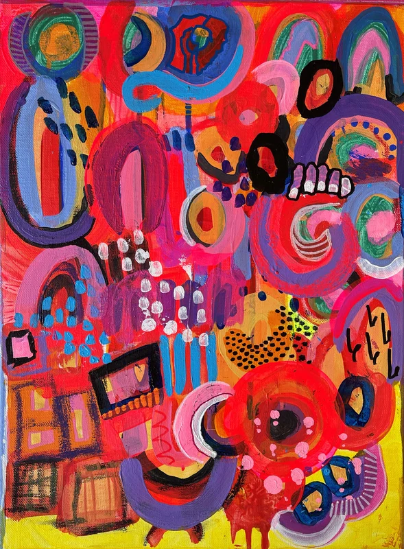 View Colorful Floral Painting on Canvas, Acrylic Abstract Painting, Mixed Media Abstract Painting, Colorful art