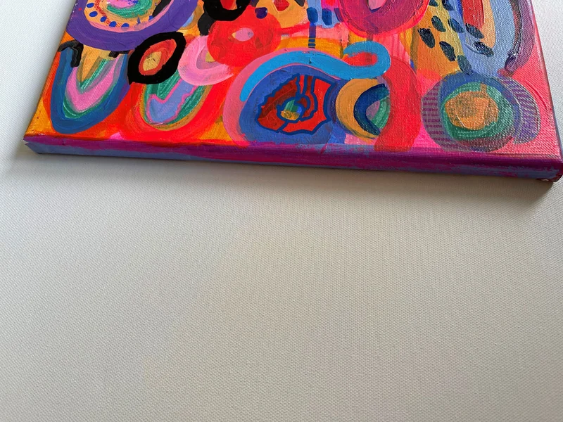 View Colorful Floral Painting on Canvas, Acrylic Abstract Painting, Mixed Media Abstract Painting, Colorful art