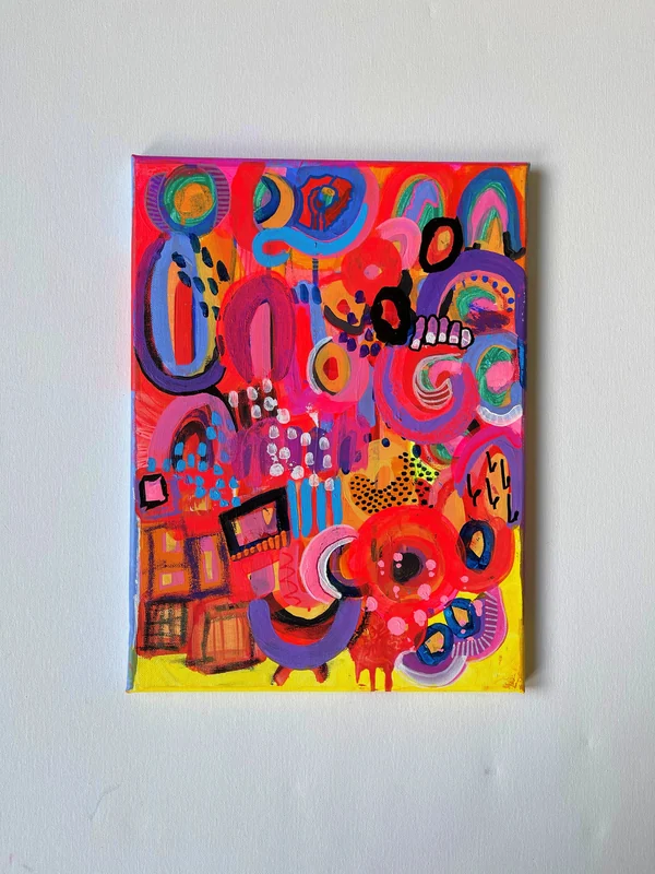 View Colorful Floral Painting on Canvas, Acrylic Abstract Painting, Mixed Media Abstract Painting, Colorful art