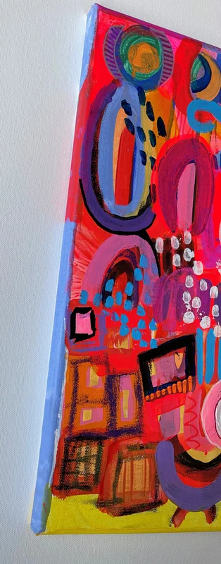 View Colorful Floral Painting on Canvas, Acrylic Abstract Painting, Mixed Media Abstract Painting, Colorful art