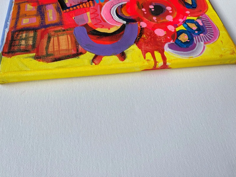 View Colorful Floral Painting on Canvas, Acrylic Abstract Painting, Mixed Media Abstract Painting, Colorful art