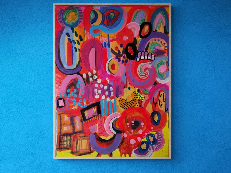 Colorful Floral Painting on Canvas, Acrylic Abstract Painting, Mixed Media Abstract Painting, Colorful art