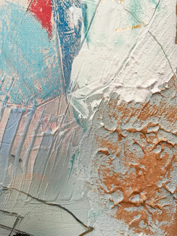 View Textured Mixed Media Wall Art - Painting on Canvas - Large Wall Art on Canvas - Mixed Media Collage Wall Art - Pastel Color Palette Artwork