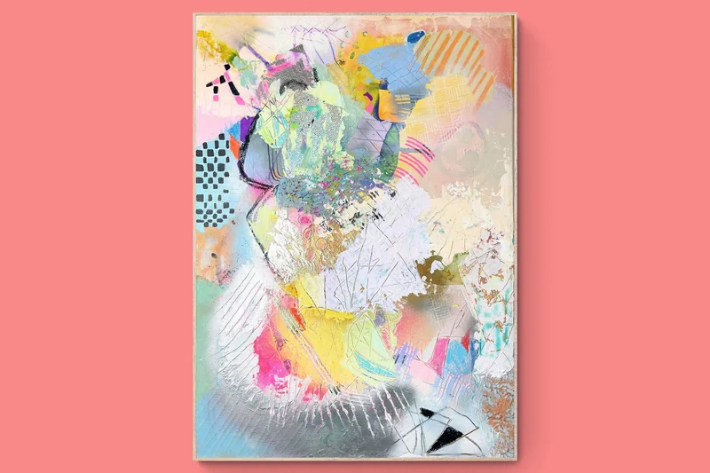 Textured Mixed Media Wall Art - Painting on Canvas - Large Wall Art on Canvas -  Mixed Media Collage Wall Art - Pastel Color Palette Artwork