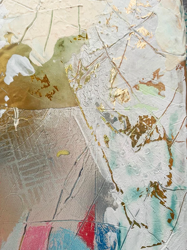 View Textured Mixed Media Wall Art - Painting on Canvas - Large Wall Art on Canvas - Mixed Media Collage Wall Art - Pastel Color Palette Artwork