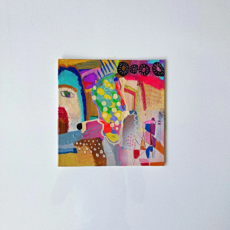 View Mixed Media Wall Art on Canvas - Mixed Media Painting - Pouring Painting - Colorful Abstract Art on Canvas - Small Canvas Art