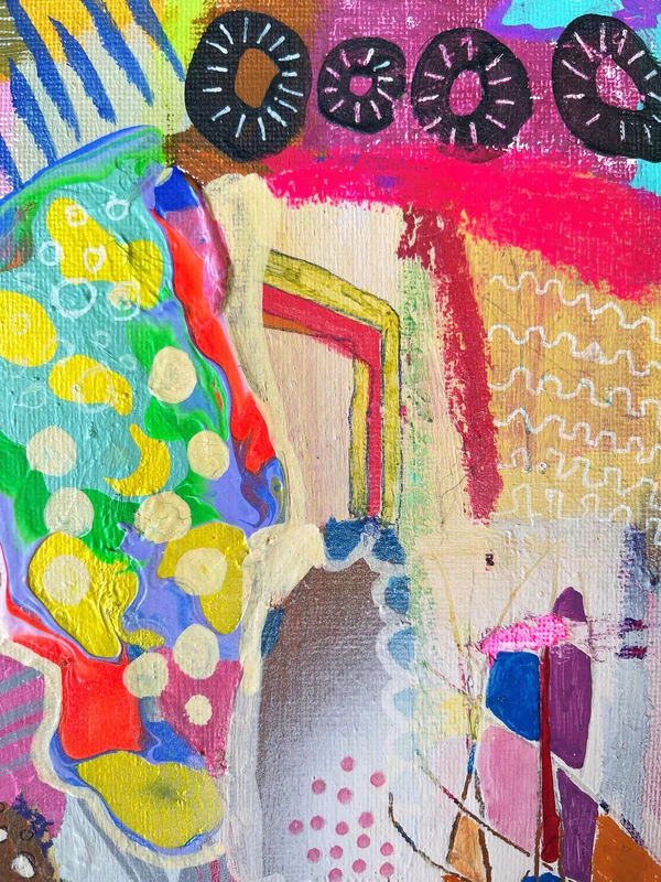 View Mixed Media Wall Art on Canvas - Mixed Media Painting - Pouring Painting - Colorful Abstract Art on Canvas - Small Canvas Art