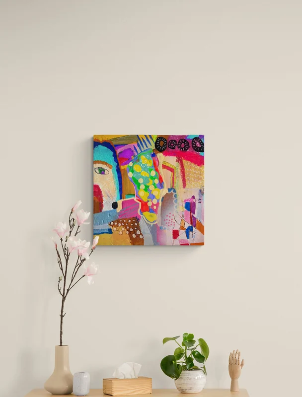 Mixed Media Wall Art on Canvas - Mixed Media Painting - Pouring Painting - Colorful Abstract Art on Canvas - Small Canvas Art