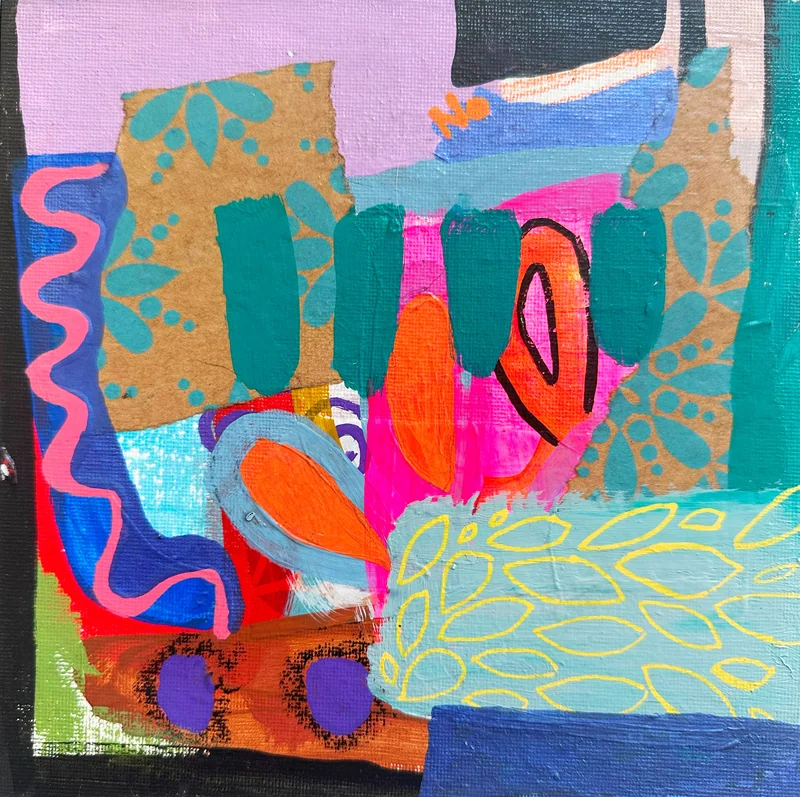 View Mixed Media Art on Small Canvas - Colorful Abstract Wall Art - Intuitive Painting - Small Canvas Art