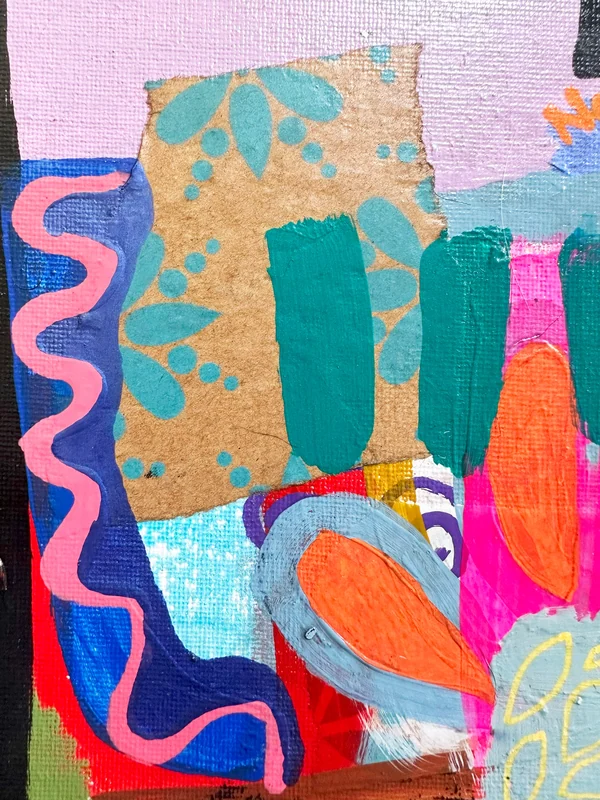 View Mixed Media Art on Small Canvas - Colorful Abstract Wall Art - Intuitive Painting - Small Canvas Art