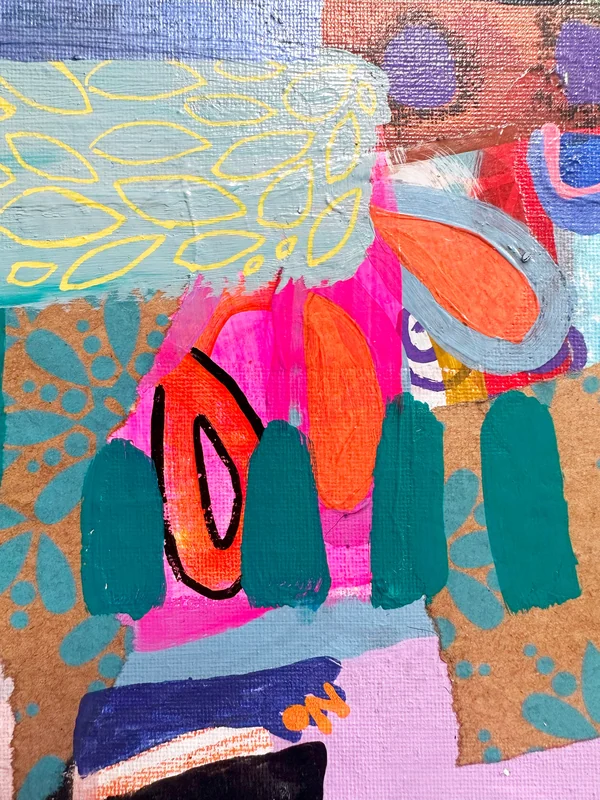 View Mixed Media Art on Small Canvas - Colorful Abstract Wall Art - Intuitive Painting - Small Canvas Art