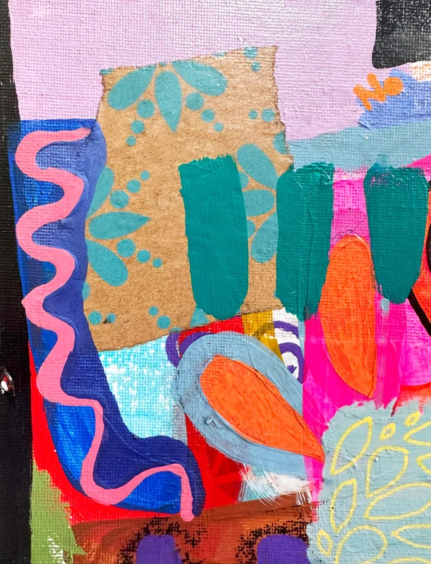 View Mixed Media Art on Small Canvas - Colorful Abstract Wall Art - Intuitive Painting - Small Canvas Art