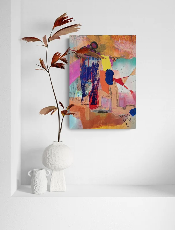 View Mixed Media Collage Wall Art - Colorful Wall Art on Paper - Abstract Painting Original - Intuitive Painting - Affordable Art