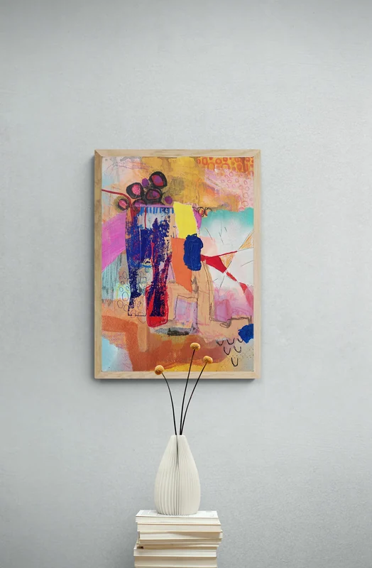 View Mixed Media Collage Wall Art - Colorful Wall Art on Paper - Abstract Painting Original - Intuitive Painting - Affordable Art