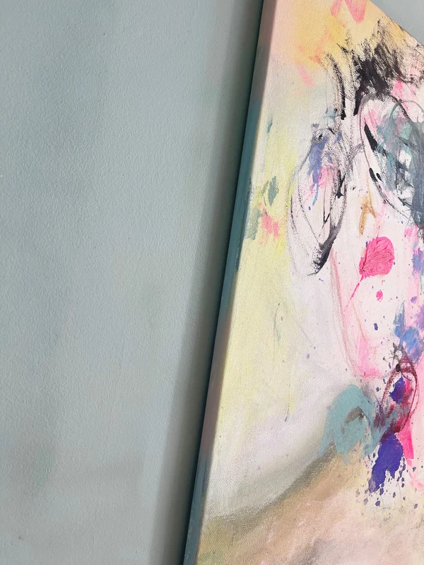 View Abstract Portrait Art, Portrait Painting, Abstract Art on Canvas, Mixed Media Wall Art, Colourful Abstract