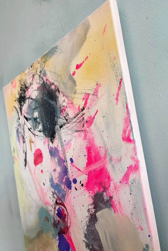 View Abstract Portrait Art, Portrait Painting, Abstract Art on Canvas, Mixed Media Wall Art, Colourful Abstract