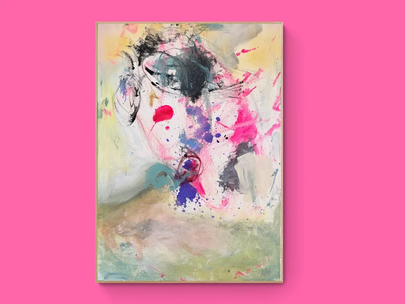 Abstract Portrait Art, Portrait Painting, Abstract Art on Canvas, Mixed Media Wall Art, Colourful Abstract