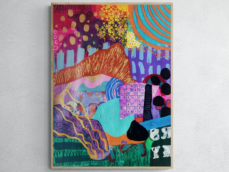 Leave me be - Original Intuitive Mixed Media Abstract Artwork, Colorful Abstract Painting , Small Abstract Art