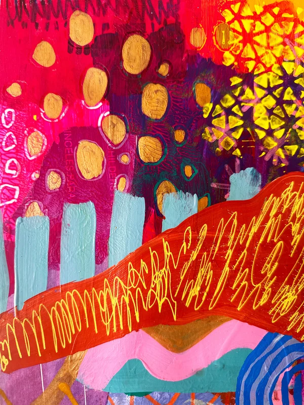 View Leave me be - Original Intuitive Mixed Media Abstract Artwork, Colorful Abstract Painting , Small Abstract Art