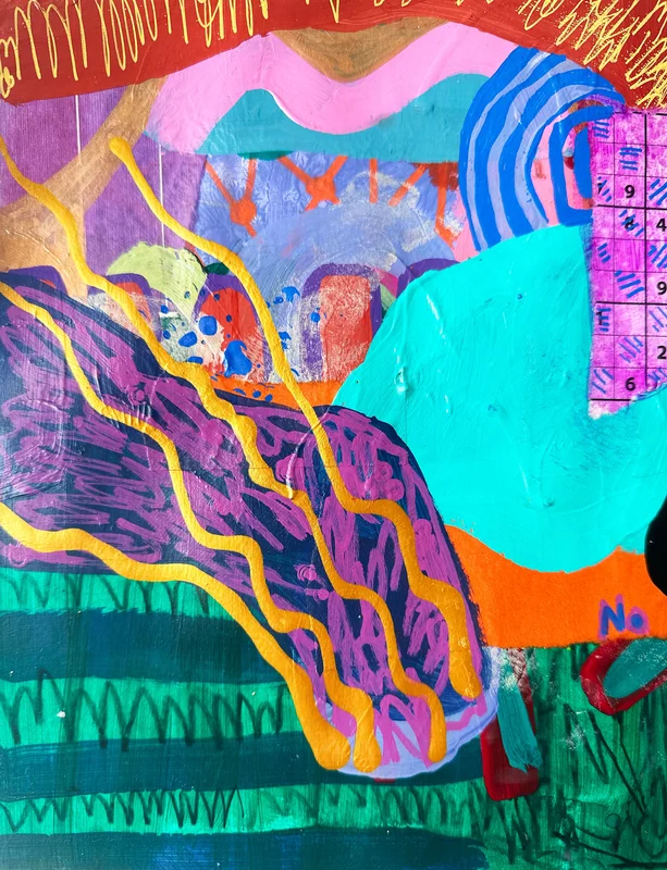 View Leave me be - Original Intuitive Mixed Media Abstract Artwork, Colorful Abstract Painting , Small Abstract Art