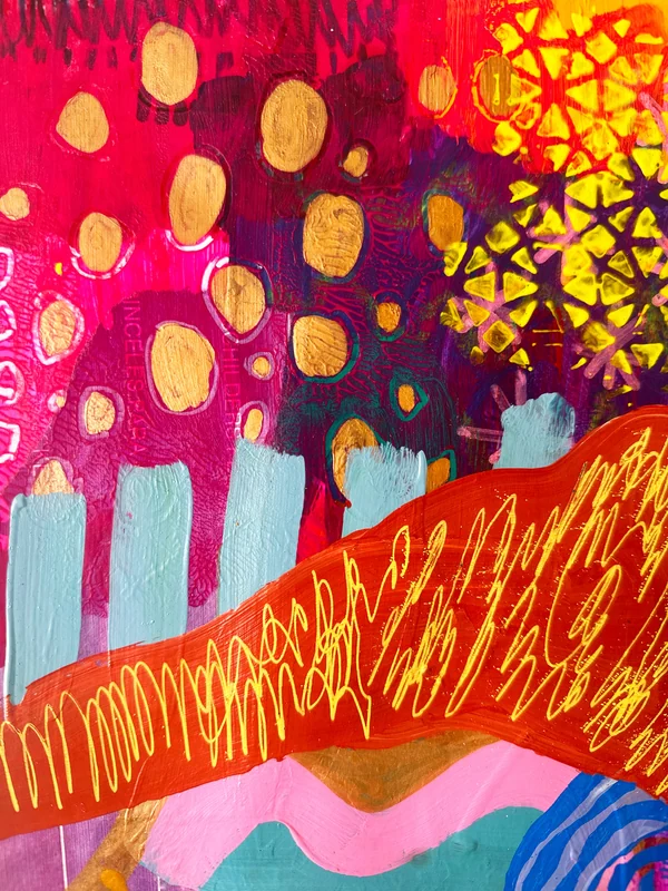 View Leave me be - Original Intuitive Mixed Media Abstract Artwork, Colorful Abstract Painting , Small Abstract Art