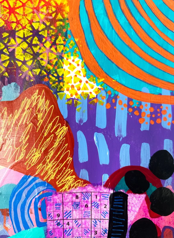 View Leave me be - Original Intuitive Mixed Media Abstract Artwork, Colorful Abstract Painting , Small Abstract Art