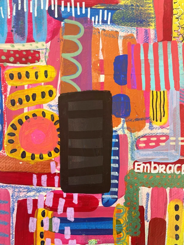 View Colorful Wall Art on Paper, Art Journal, Abstract Painting, Original Mixed Media Art