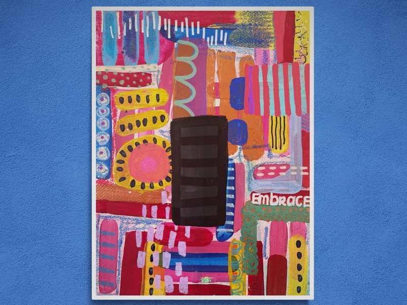 Colorful Wall Art on Paper, Art Journal, Abstract Painting, Original Mixed Media Art