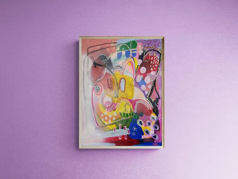 View Mixed Media Art on Paper, Abstract Painting, Colorful Wall Art, Original Intuitive Art