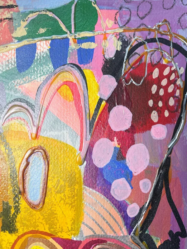 View Mixed Media Art on Paper, Abstract Painting, Colorful Wall Art, Original Intuitive Art