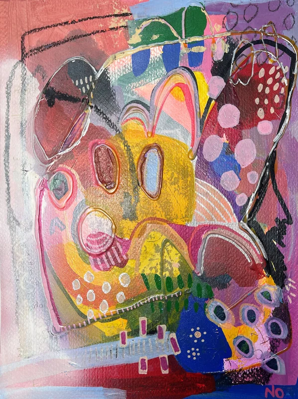 View Mixed Media Art on Paper, Abstract Painting, Colorful Wall Art, Original Intuitive Art