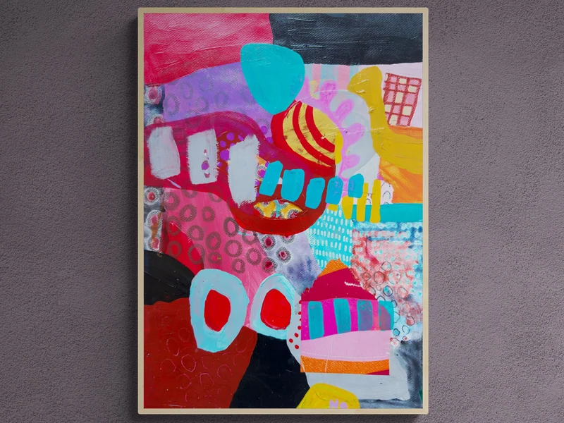 View Me Trying to Act Formal, Abstract Painting, Colorful Wall Art, Mixed Media Art, Original Painting, Modern Dutch Art