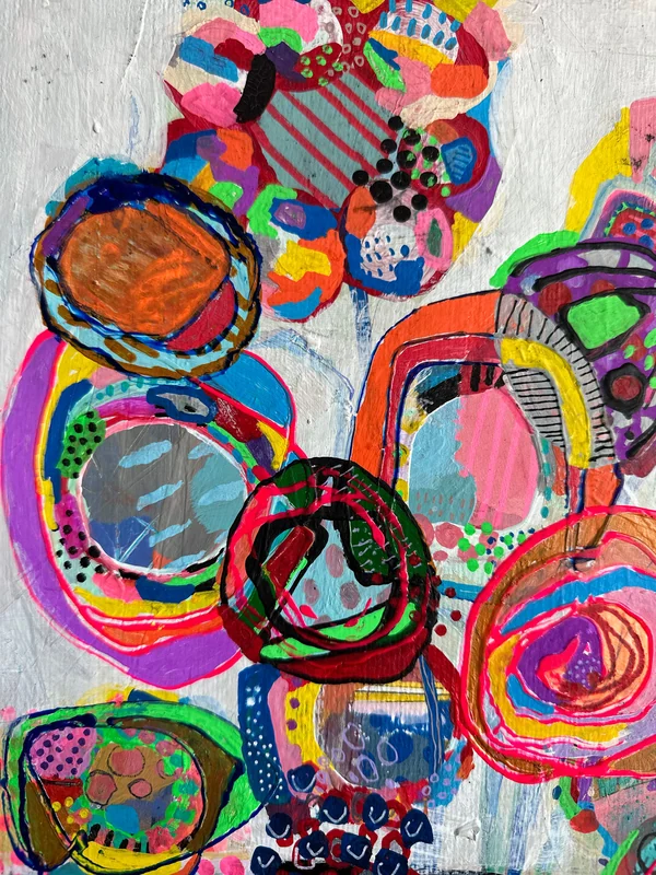 View Floral Wall Art, Original Artwork, Gallery Wall Art, Mixed Media Flower Wall Art, Original Flowers Still Life Painting, Whimsical Art