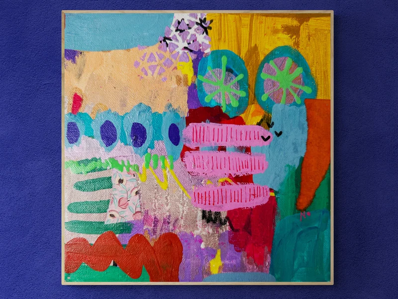 View Mixed Media Abstract,  Intuitive Art, Colorful Abstract Painting, Modern Wall Art, Whimsical Artwork