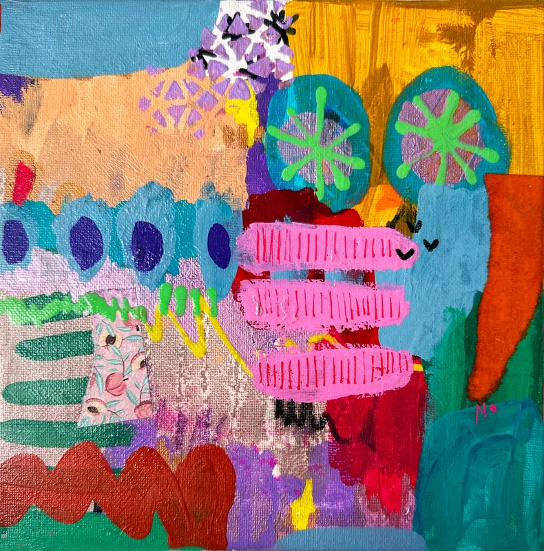 View Mixed Media Abstract,  Intuitive Art, Colorful Abstract Painting, Modern Wall Art, Whimsical Artwork
