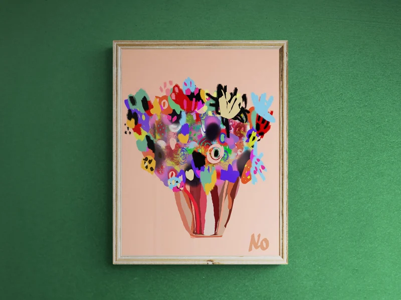 View Digital Modern Flower Stilllife Poster, Printable Wall Art, Digital Download,