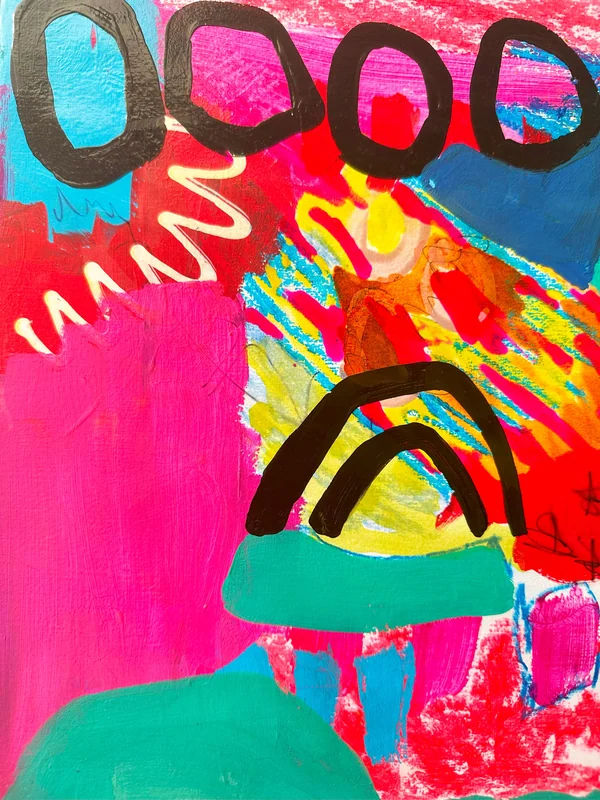 View Original Abstract Landscape Painting, Mixed Media on Paper, Contemporary Art, Small Original Painting