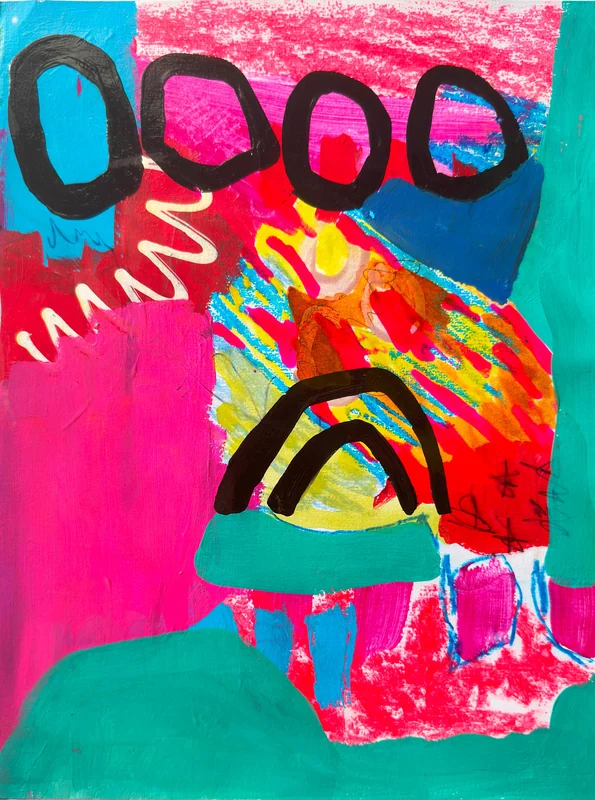 View Original Abstract Landscape Painting, Mixed Media on Paper, Contemporary Art, Small Original Painting