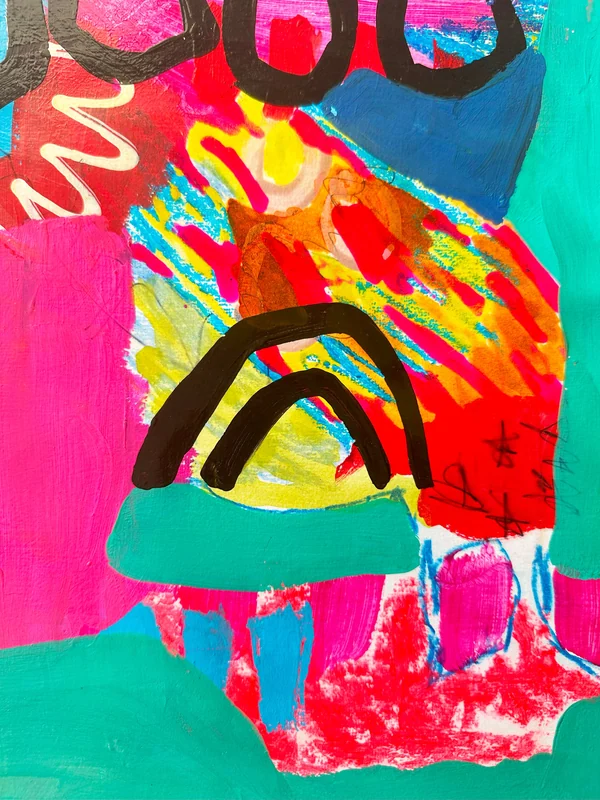 View Original Abstract Landscape Painting, Mixed Media on Paper, Contemporary Art, Small Original Painting