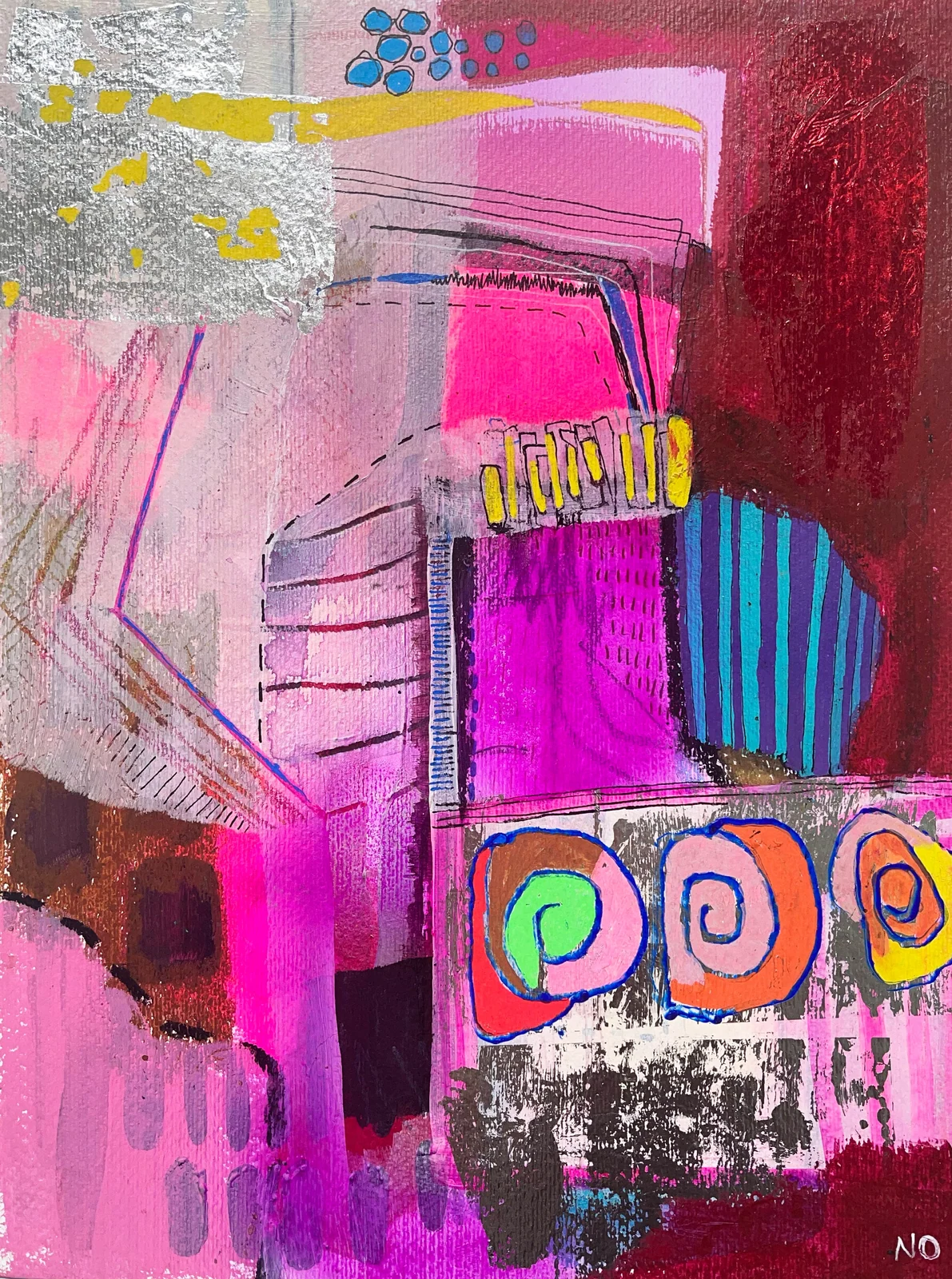 Contemporary Wall Art on Paper, Mixed Media Collage, Unique Abstract Artwork