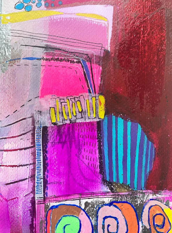 View Contemporary Wall Art on Paper, Mixed Media Collage, Unique Abstract Artwork