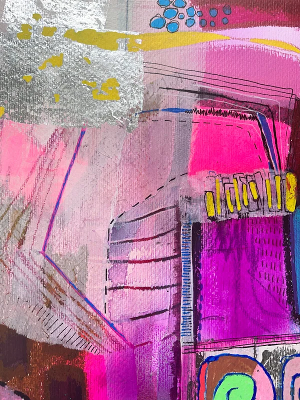 View Contemporary Wall Art on Paper, Mixed Media Collage, Unique Abstract Artwork