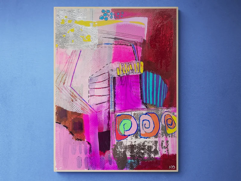 View Contemporary Wall Art on Paper, Mixed Media Collage, Unique Abstract Artwork