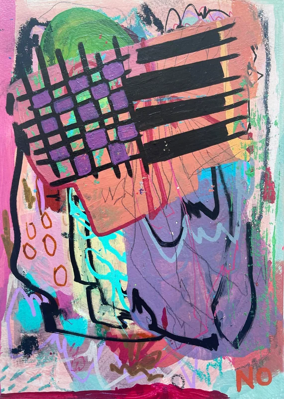 View Colorful Scribble Abstract Wall Art, Mixed Media Art Journal