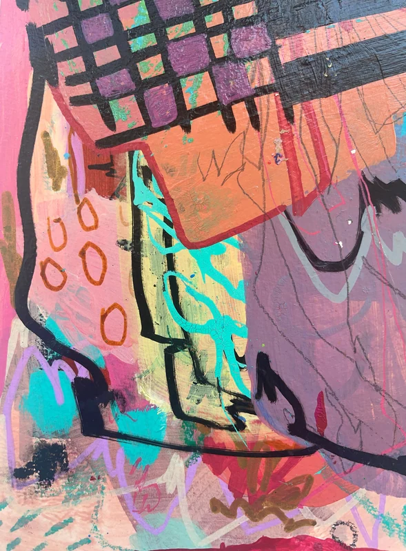View Colorful Scribble Abstract Wall Art, Mixed Media Art Journal